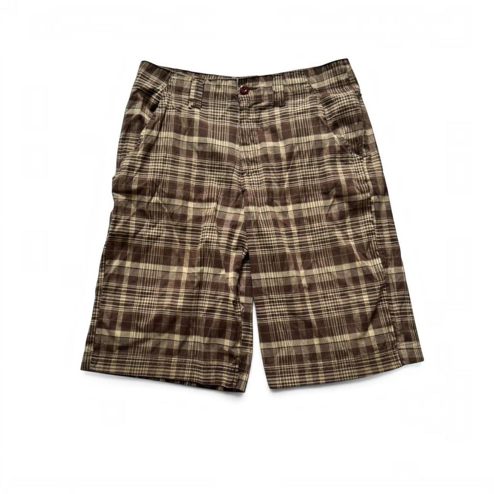 Bugle Boy Mens Brown Plaid Shorts Y2K Skater Streetwear Size 36